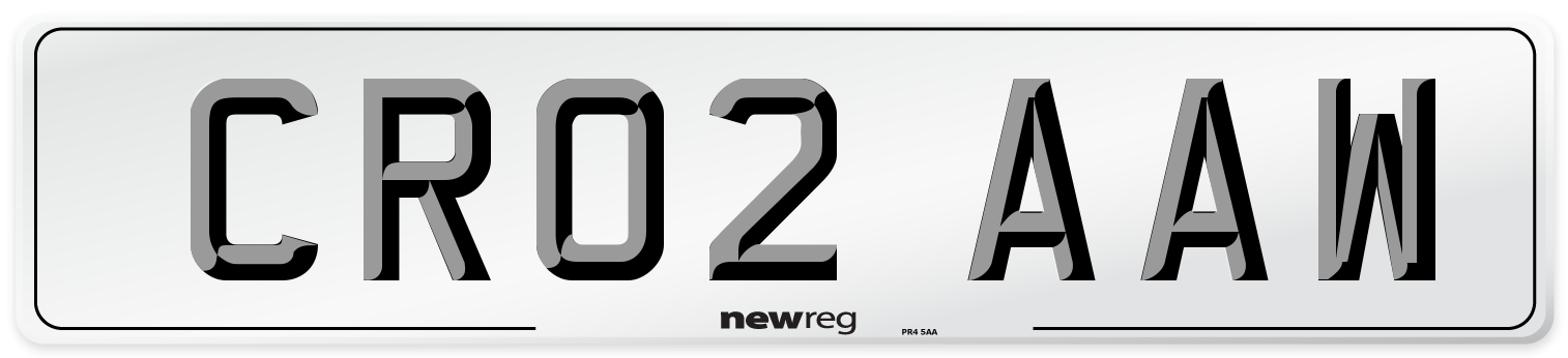 CR02 AAW Number Plate from New Reg